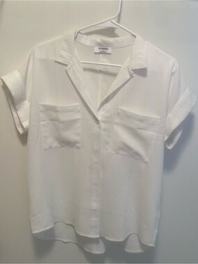 The Workshop White Short Sleeve Button Front Blouse